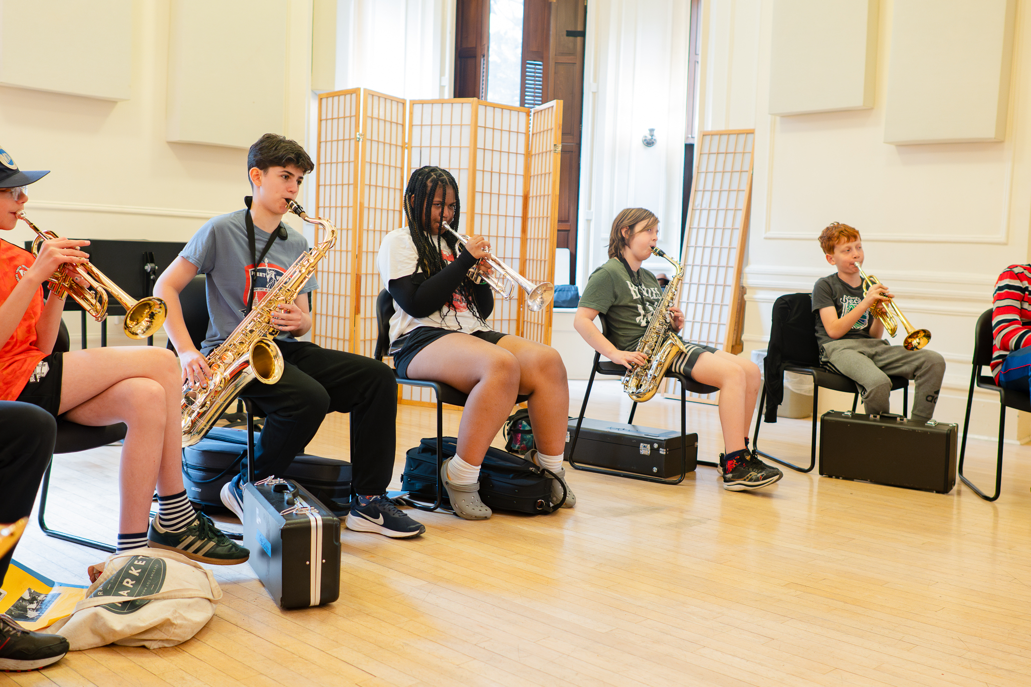 Students in the Jazz Travelers program rehearsing