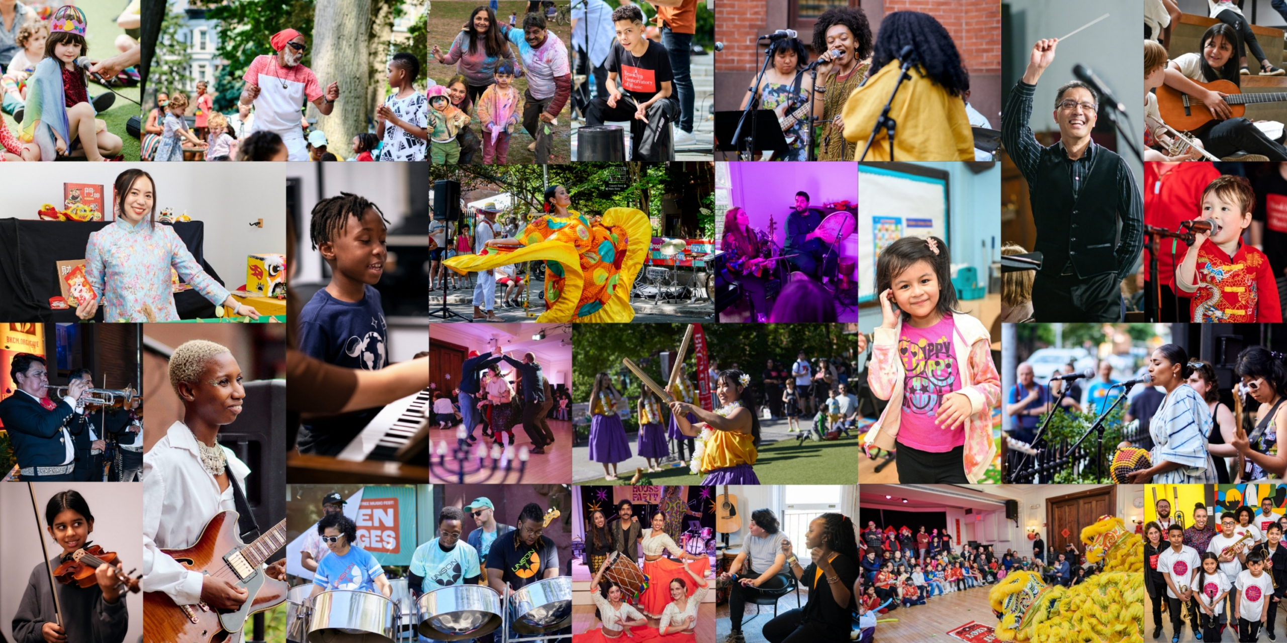 A collage of different events and classes at the Brooklyn Conservatory of Music
