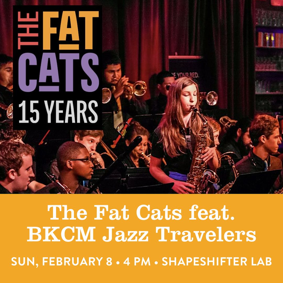 A flyer for the Fat Cats performance at ShapeShifter Lab on February 8, 2026.