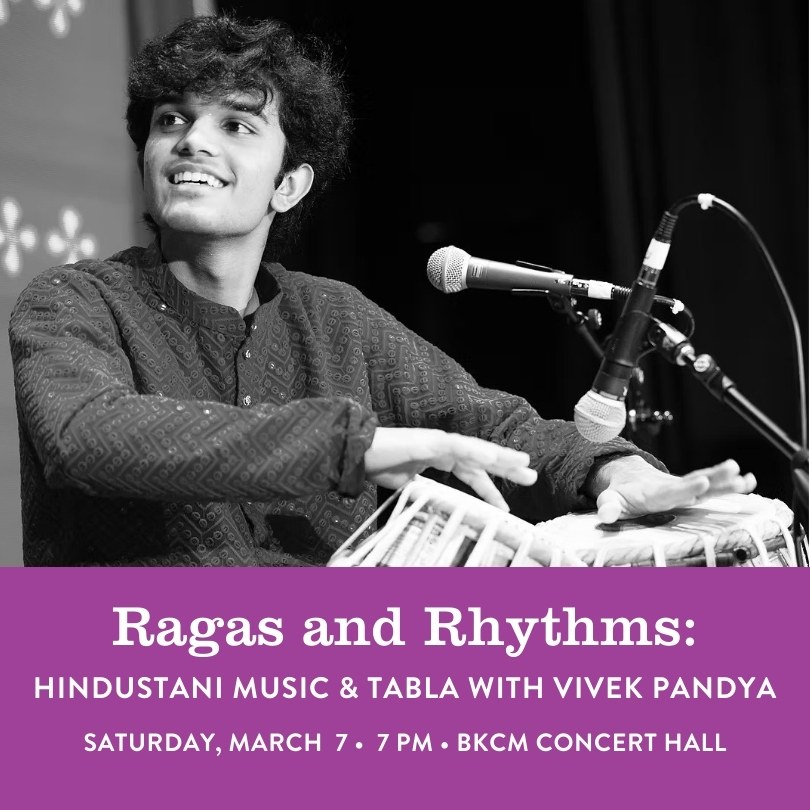 A flyer featuring Vivek Pandya playing the tabla