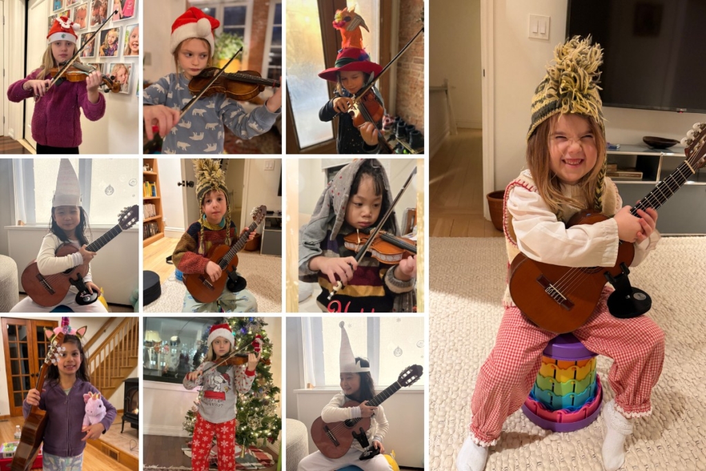 Students practicing their instruments