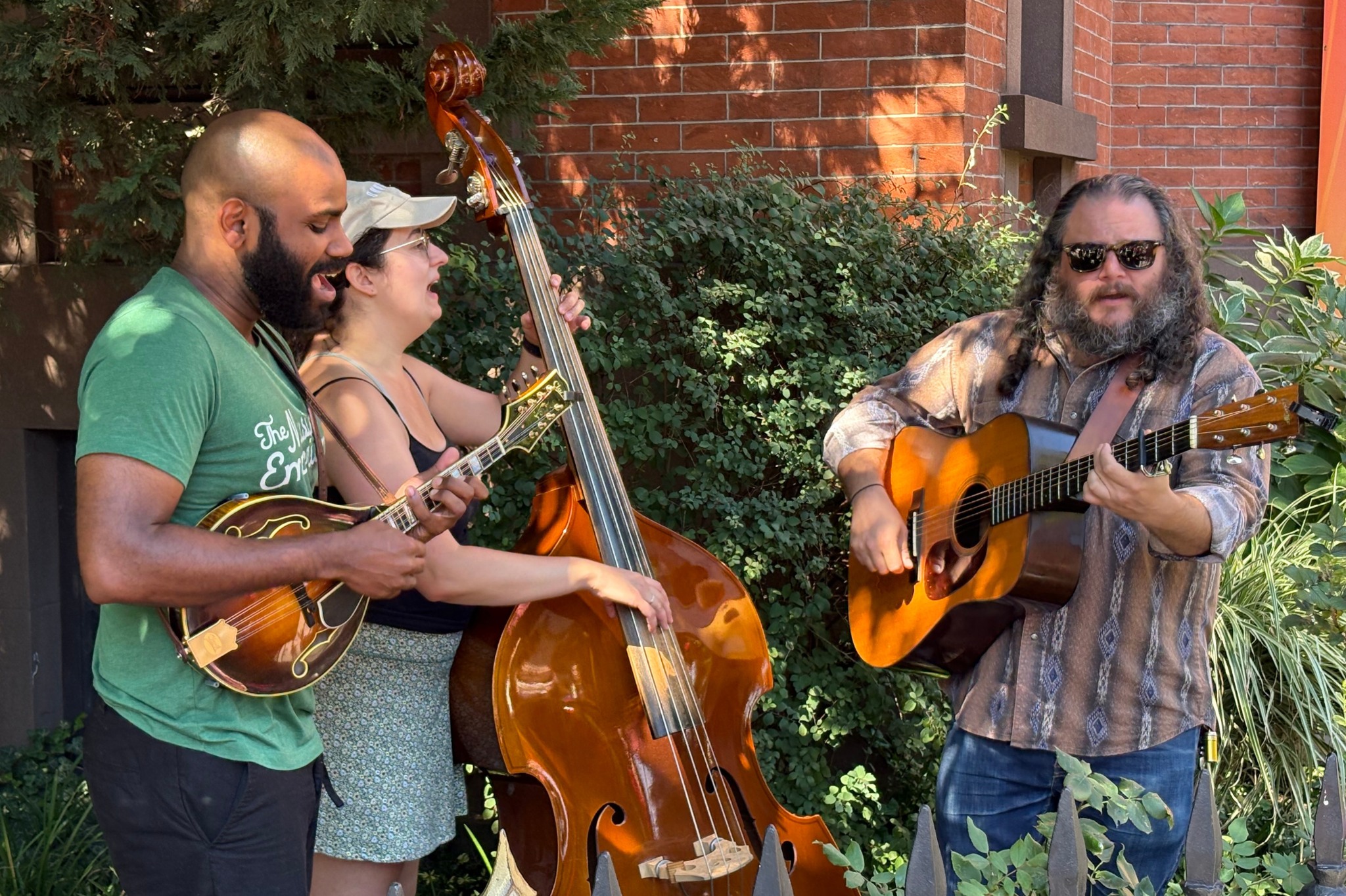 A photo of a bluegrass jam on BKCM's front stoop